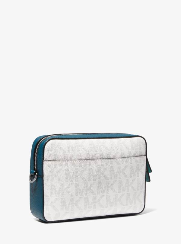 Panske Crossbody Kabelka Michael Kors Cooper Embossed Faux Leather and Logo Stripe Biele Zelene - Tasky Michael Kors Outlet | EJAGC-8759